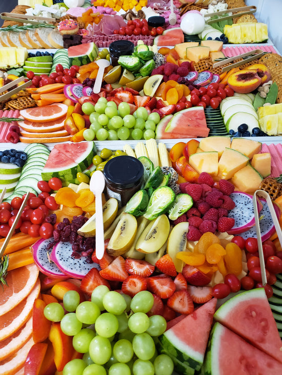 charcuterie platter prepared for a large group celebration